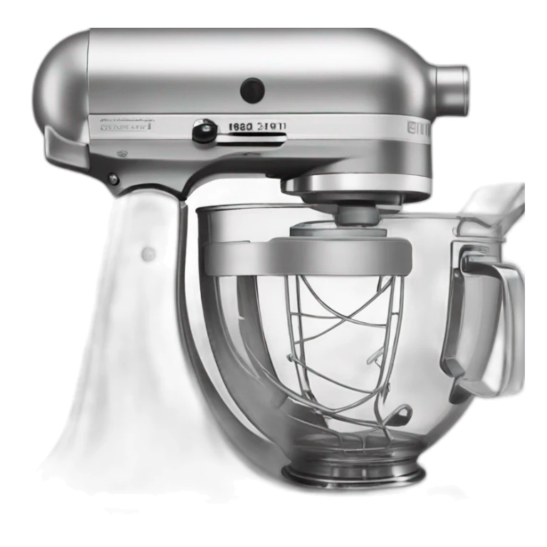 Silver Stand mixer with glass bowl sticker