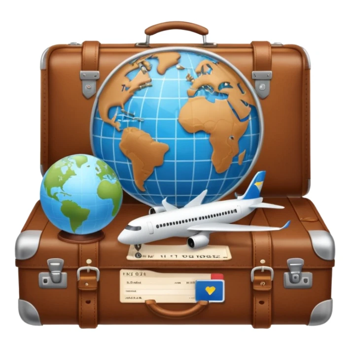 TRAVEL , travel bag , pass board, plane, glob sticker