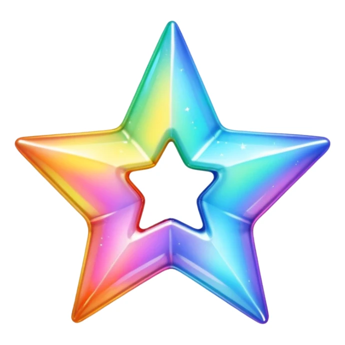 vibrant holographic rainbow y2k aesthetic hollow glass star sticker