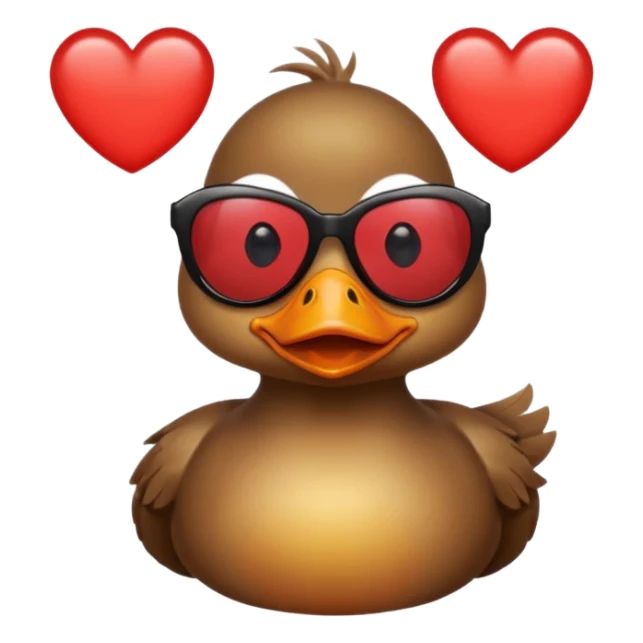 Make a frame emoji and inside it is a duck wearing red heart sunnies and the background is sky or anything blue make it like this 🌇 but what I described inside  sticker
