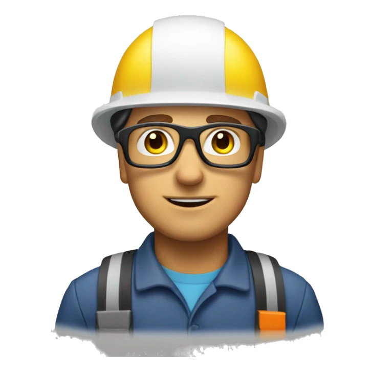 Caucasianman wearing safety helmet, glases and earplugs sticker