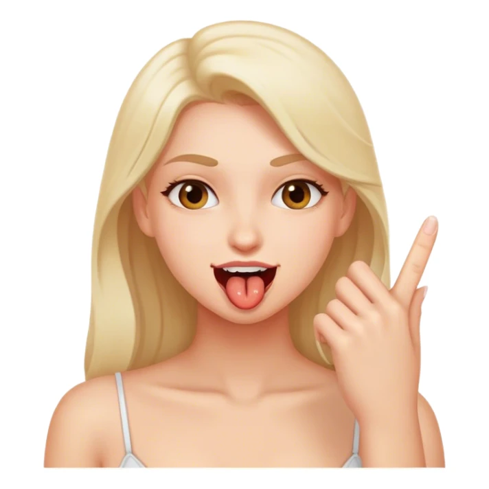 Emoji coqueto mordiéndose un dedo sticker