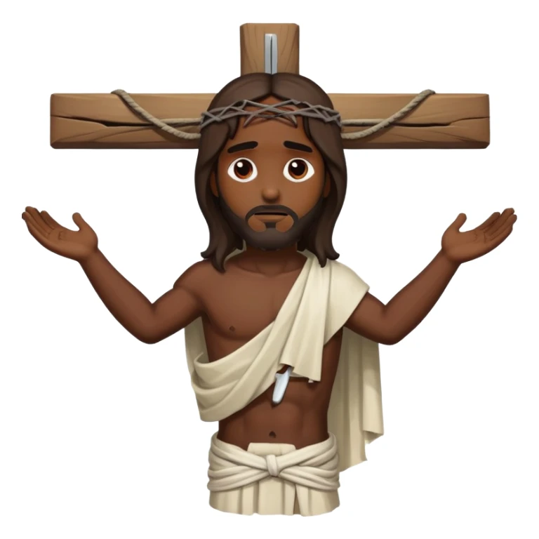 Dark skin christ Jesus tied to cross injured  sticker