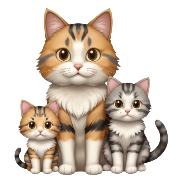 mama cat and daddy cat with 2 matching kittens sticker