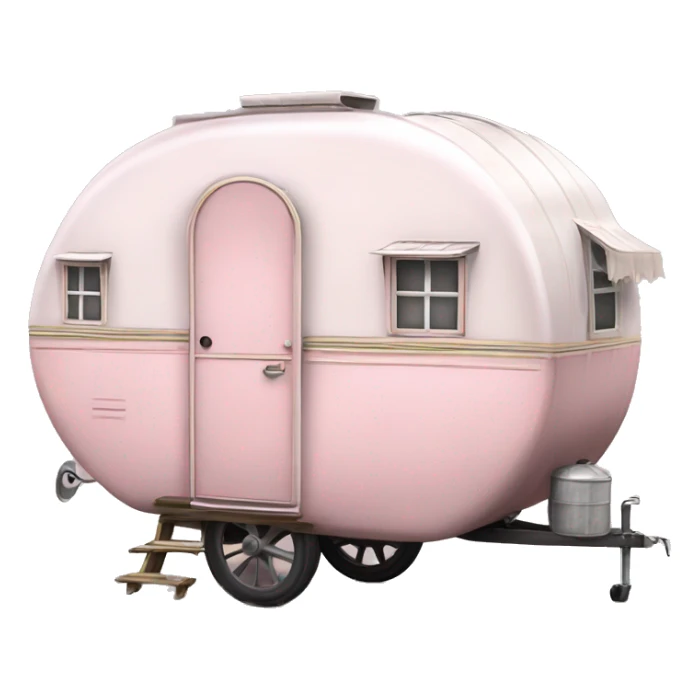 Realistic light pink vintage round gypsy caravan wagon camper sticker