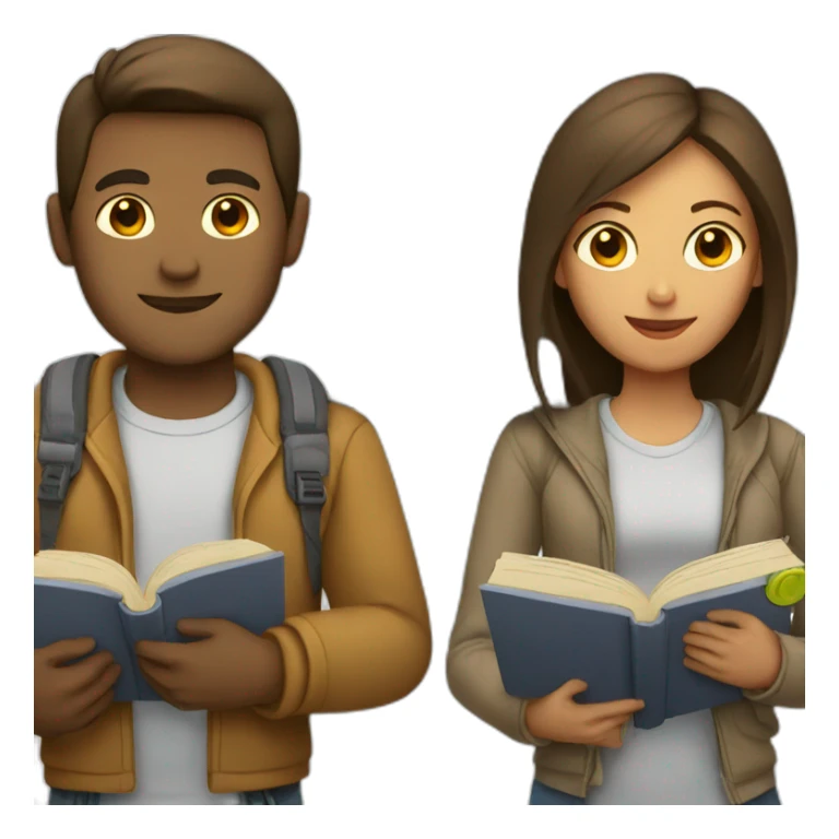 Male and female holding books  sticker