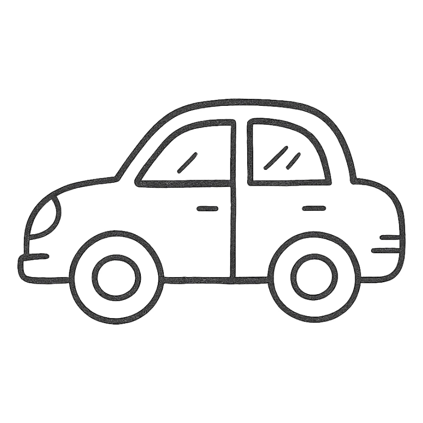 hand drawn outlined car icon sticker