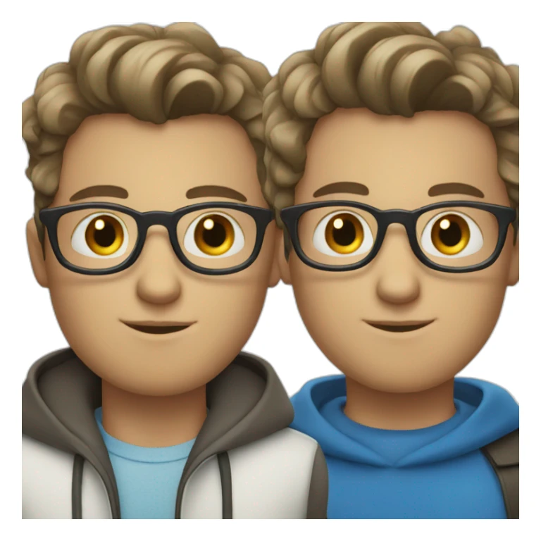 Brunette white boy with blue eyes with glasses sticker