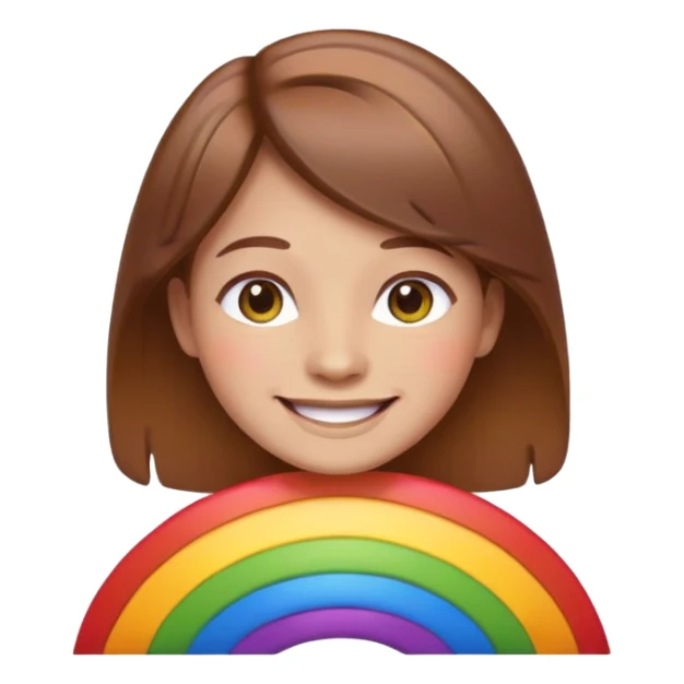 pride character, smiling, rainbow colors, inclusive and joyful vibe, modern Apple emoji style, clean vector look, soft gradients, simple background sticker