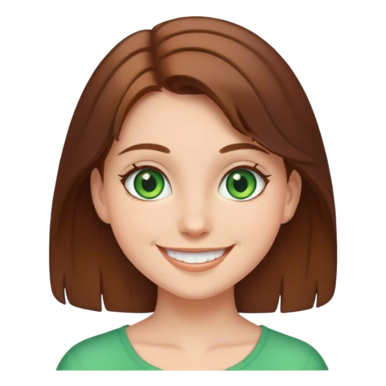 smiling girl with brown hair, green eyes sticker