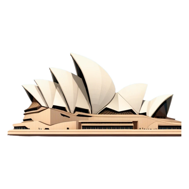Cinematic Realistic Sydney Opera House Landmark Emoji, depicted with its iconic sail‚Äêlike design set against a clear blue sky, rendered with crisp architectural detail and dynamic lighting. sticker