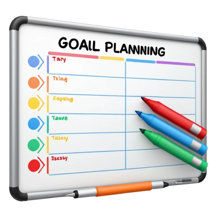 Goal planning on a white board sticker
