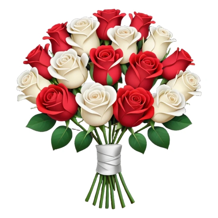White rose and red rose bouquet with black paper  sticker