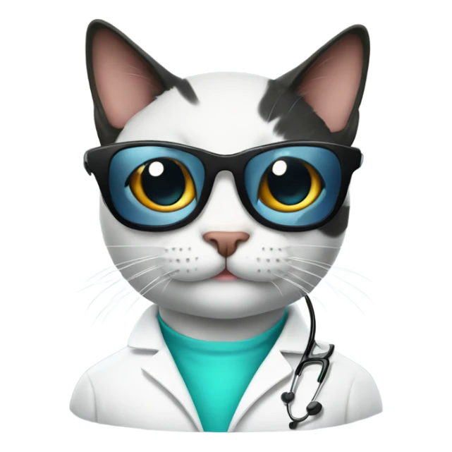 happy doctor cat wearing black sunglasses sticker