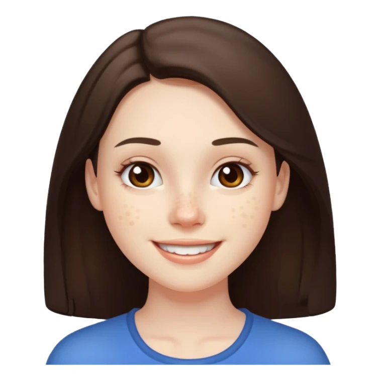 brunette with pimples on her cheek and forehead, still smiling (very visible spots) sticker