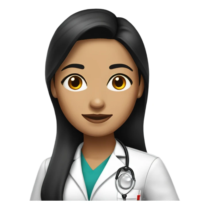 woman with light medium skin and medium length black straight hair wearing doctor uniforms sticker