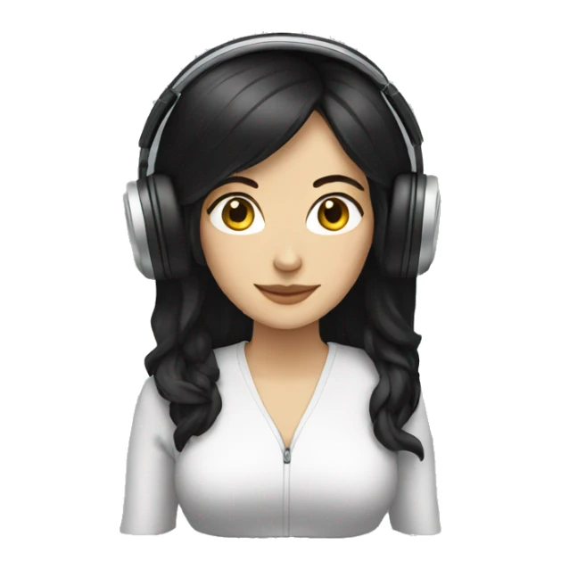 white woman with black hair and with headphones sticker