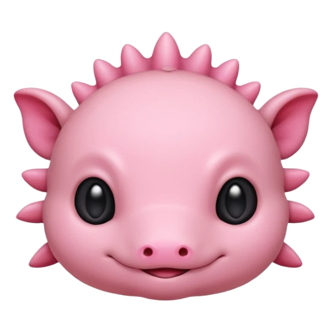 simple axolotlotl head, animal emoji style, rounded face, pinkish tones, minimal details, friendly expression sticker
