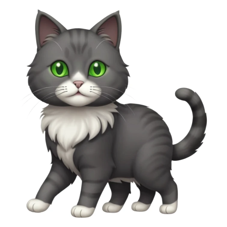 full body solid dark grey cat with green eyes, white paws and white whiskers walking sticker