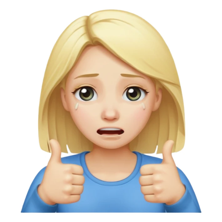 Double thumbs up blonde girl crying emoji sticker