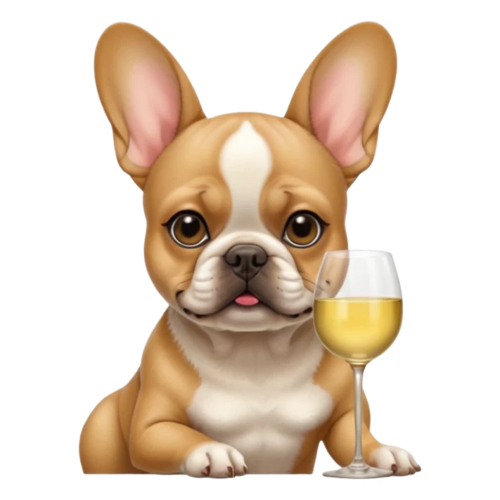 Female Fawn FRENCH BULLDOG drinking- white wine sticker