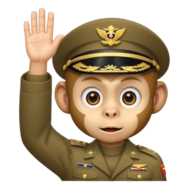 cute monkey face giving a military salute, clear gesture and big eyes, classic emoji style 🫡 sticker