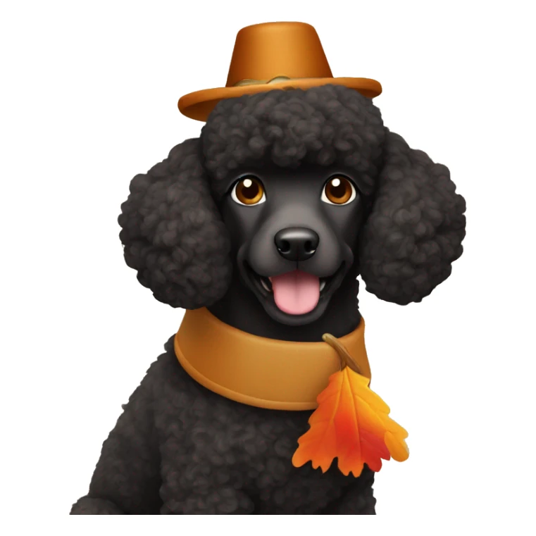 Black poodle wearing a  Thanksgiving turkey costume  sticker