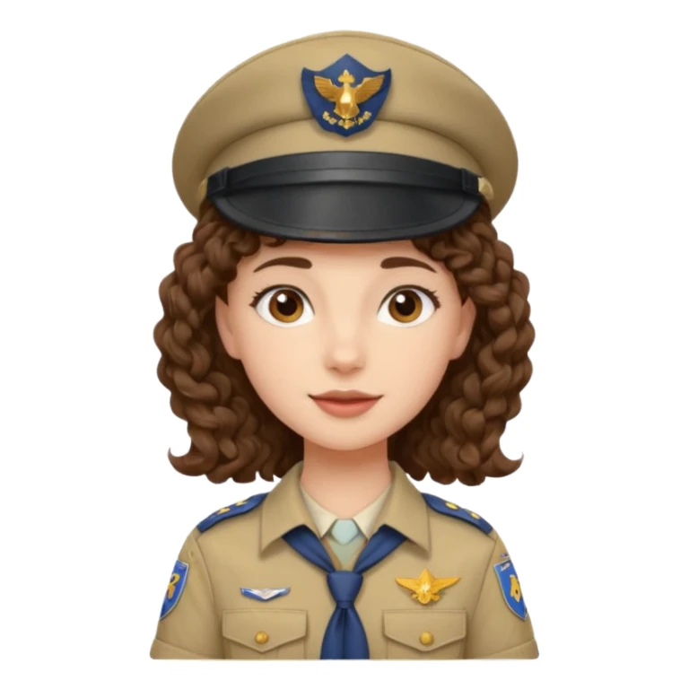 scout girl with curly hair and uniform and hat sticker