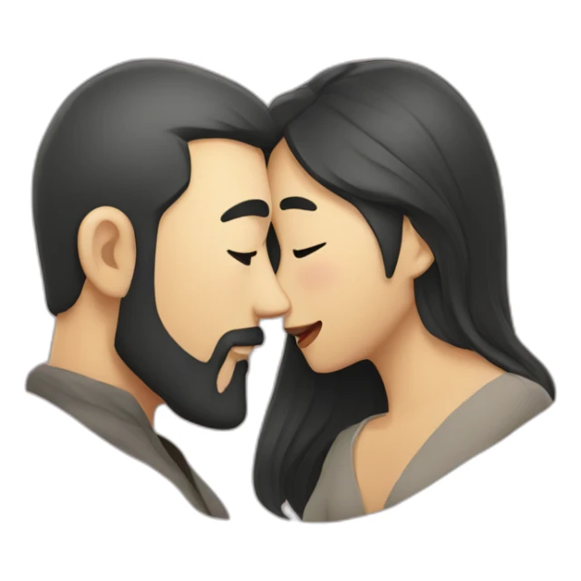 bearded-man-kiss-asian-woman sticker