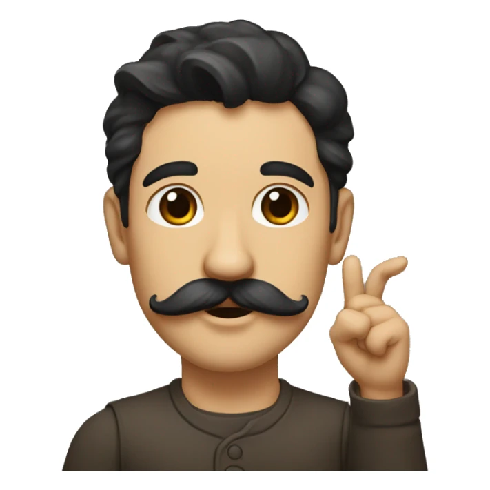 A german painter with black hair, brown eyes, and a mustache that only goes from one end of his mouth to the other raising his hand completely vertically sticker