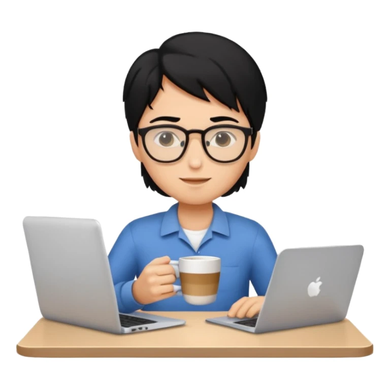 Working remote with coffee with black hair, not so white sticker