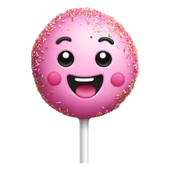 Pink cake pop with sprinkles happy face sticker
