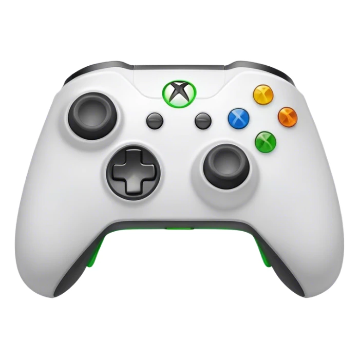Clash of Clans aesthetic: Cinematic Playful Xbox Controller (Original Duke) Portrait Emoji, rendered in a 3D vector-style similar to standard emojis with minimal shading and bold, simplified shapes. A compact, distinct form with signature details, softly glowing with a modern gaming energy charm. Simplified yet unmistakably iconic, highly detailed and consistent, glowing with a soft radiance and high shine. Stylized with a touch of next-gen innovation and a soft glowing outline, capturing the essence of a beloved gaming relic with a friendly, playful manner! sticker