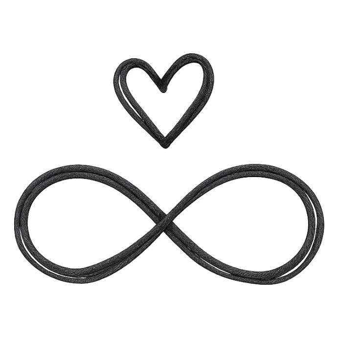 hand-drawn pink infinity symbol with strong outlines, stylized shadows and highlights, with a simple heart above the infinity symbol sticker