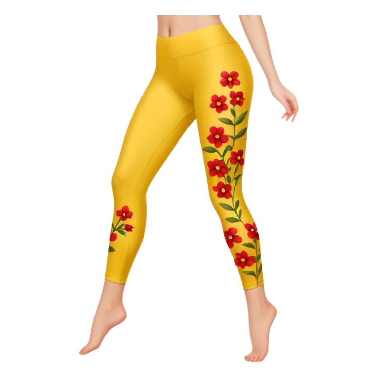 yellow leggings covered in tiny red flowers, legs only sticker