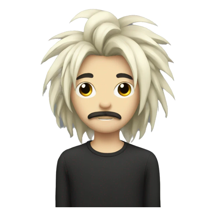 emo boy with long shaggy hair and moustache sticker