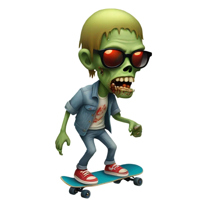 Zombie skateboarding and smoking sticker
