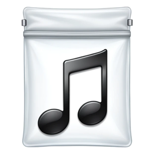 transparent ziplock bag with a black music note inside sticker