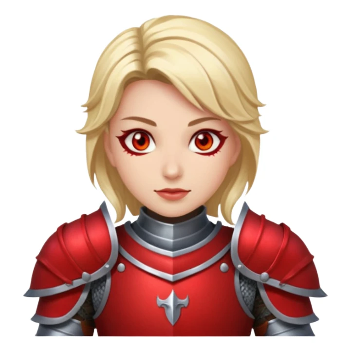 Female knight with crimson armor and blazing red eyes sticker
