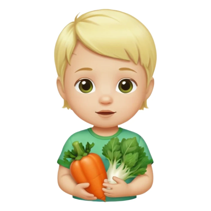 Blonde baby with vegetable shirt sticker