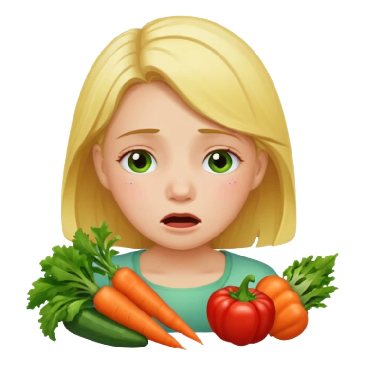 девушка ест разные овощи большое разнообразие овощей и плачет sticker