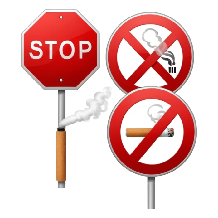 minimalist stop sign with cigarette, vape behind the stop sign in the middle. sticker
