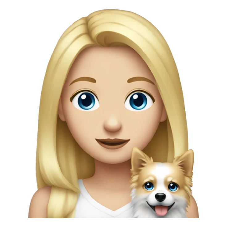 Blonde girl blue eyes holding spitz  sticker