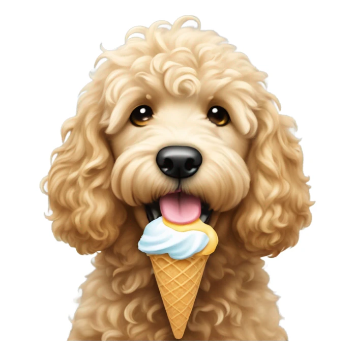 Golden doodle licking ice cream sticker