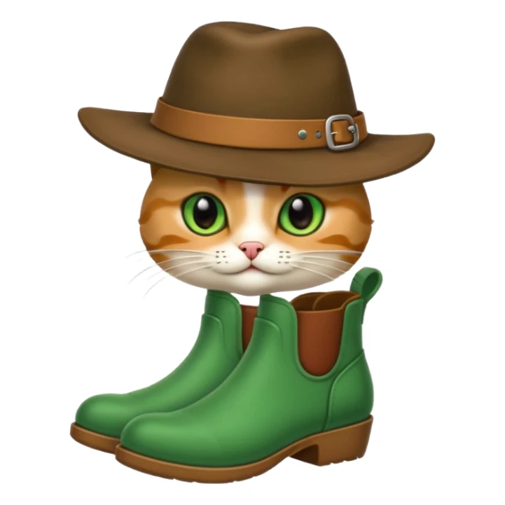 Un chat avec des botte et un chapeau  sticker
