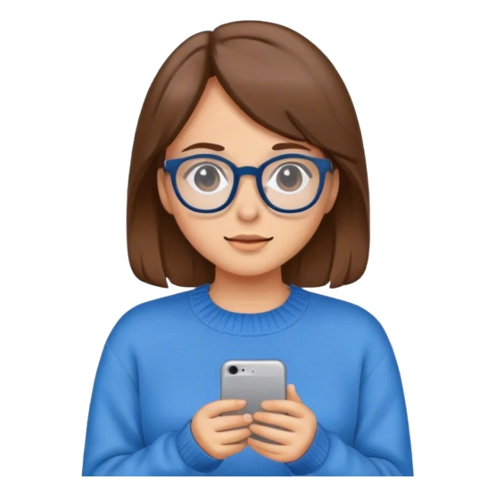 Girl with brown hair and glasses sticker