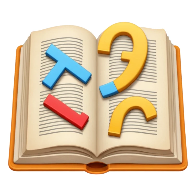 A minimalist emoji-style icon representing wordplay — symbolizing creativity with language. It features an open book or speech bubble merging with playful letters or word fragments, forming a clever visual pun. sticker