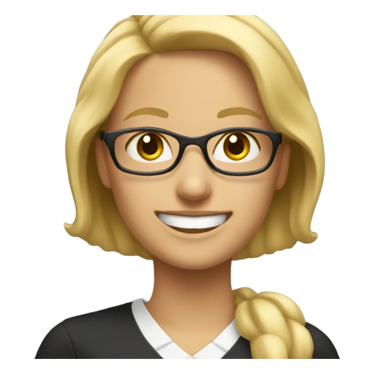 Create an emoji of a blonde teacher, smiling. sticker