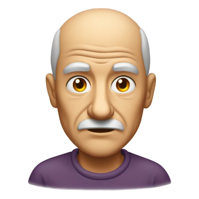 bald old man portrait add a candle on his head sticker