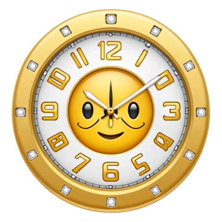 Crea un reloj de oro amarillo con muchos diamantes sticker